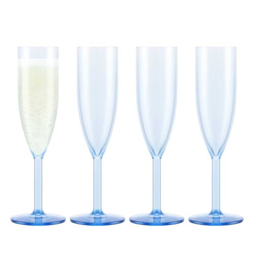 Bodum Oktett 4Pc Durable Champagne Flute Glass - Blue Moon